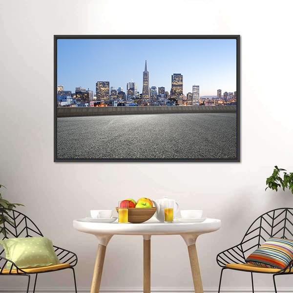 Cityscape Of San Francisco Canvas Wall Art-1 Piece-Floating Frame-24" x 16"-Tiaracle