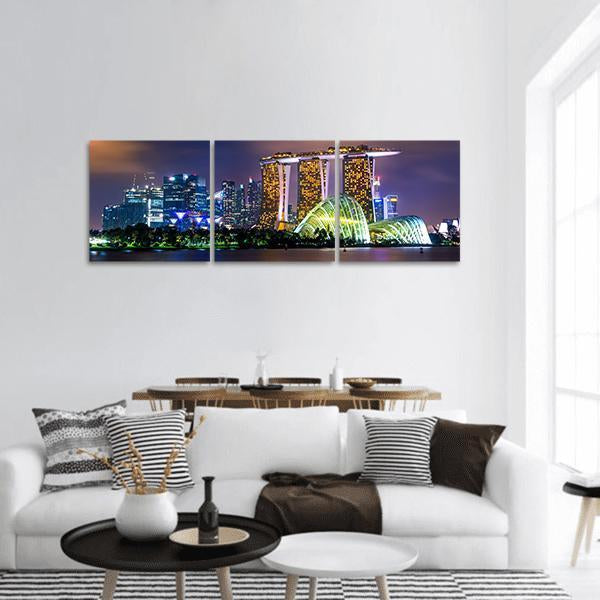 Cityscape Of Singapore Panoramic Canvas Wall Art-3 Piece-25" x 08"-Tiaracle