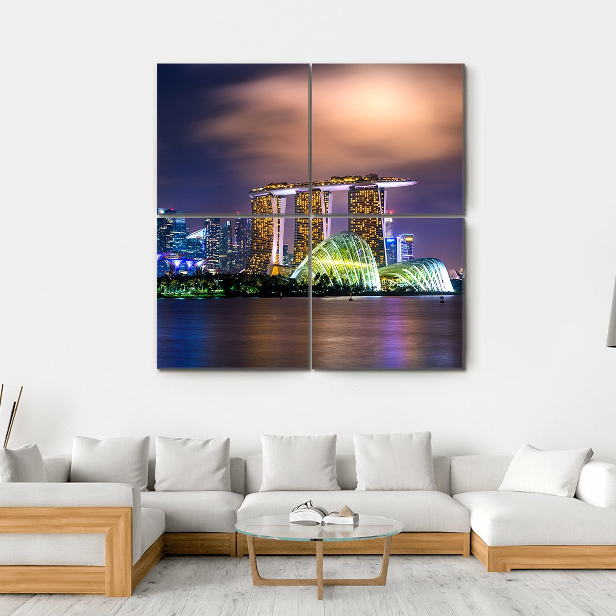 Cityscape Of Singapore Canvas Wall Art-4 Square-Gallery Wrap-17" x 17"-Tiaracle