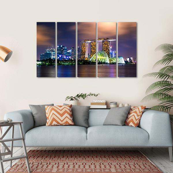 Cityscape Of Singapore Canvas Wall Art-5 Horizontal-Gallery Wrap-22" x 12"-Tiaracle