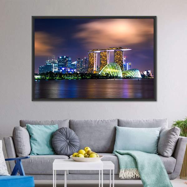 Cityscape Of Singapore Panoramic Canvas Wall Art-1 Piece-36" x 12"-Tiaracle