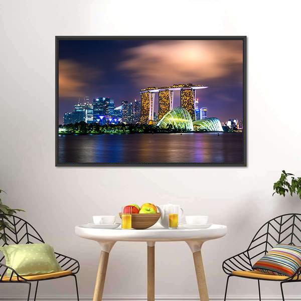 Cityscape Of Singapore Panoramic Canvas Wall Art-1 Piece-36" x 12"-Tiaracle