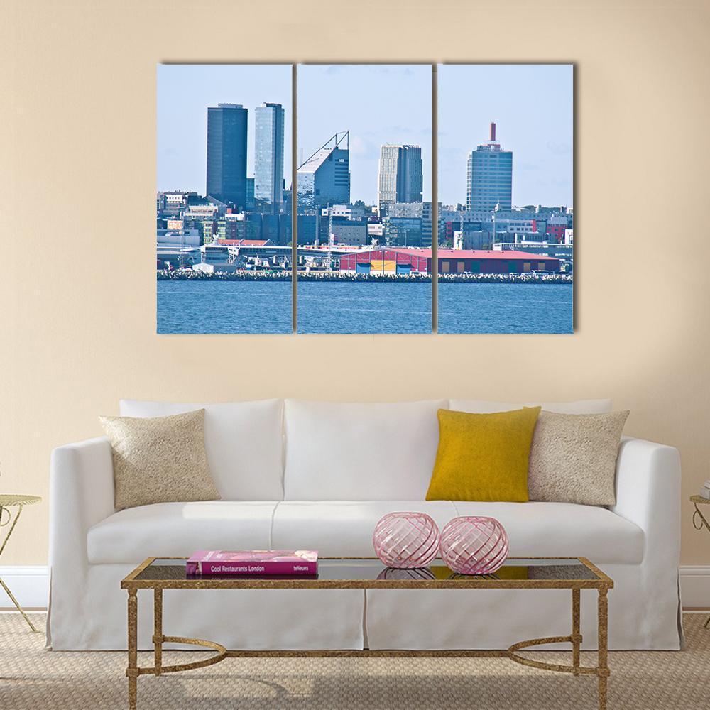 Cityscape Of Tallinn Canvas Wall Art-3 Horizontal-Gallery Wrap-37" x 24"-Tiaracle