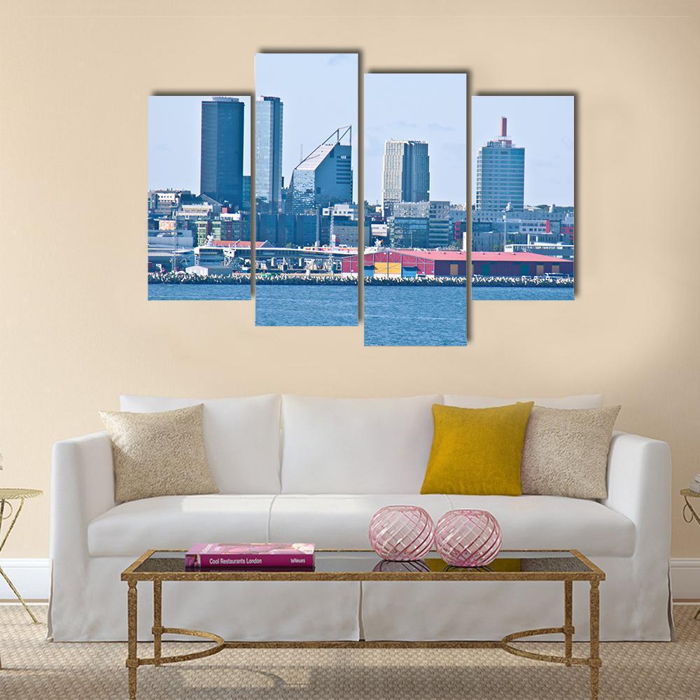 Cityscape Of Tallinn Canvas Wall Art-4 Pop-Gallery Wrap-50" x 32"-Tiaracle