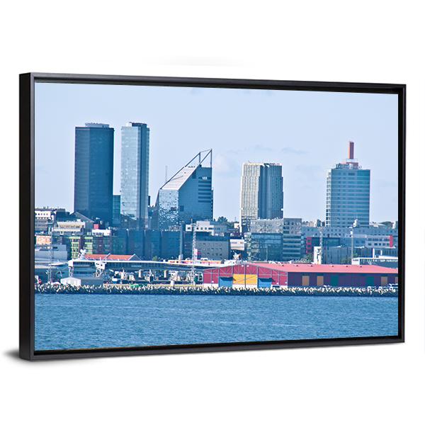 Cityscape Of Tallinn Canvas Wall Art-3 Horizontal-Gallery Wrap-25" x 16"-Tiaracle