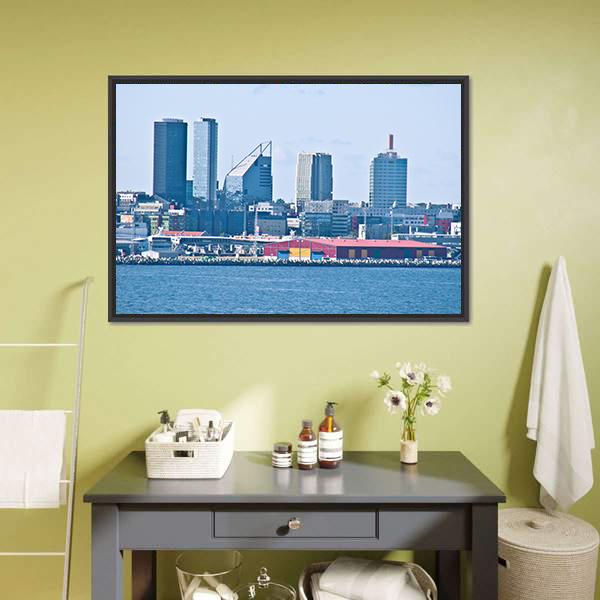Cityscape Of Tallinn Canvas Wall Art-3 Horizontal-Gallery Wrap-25" x 16"-Tiaracle