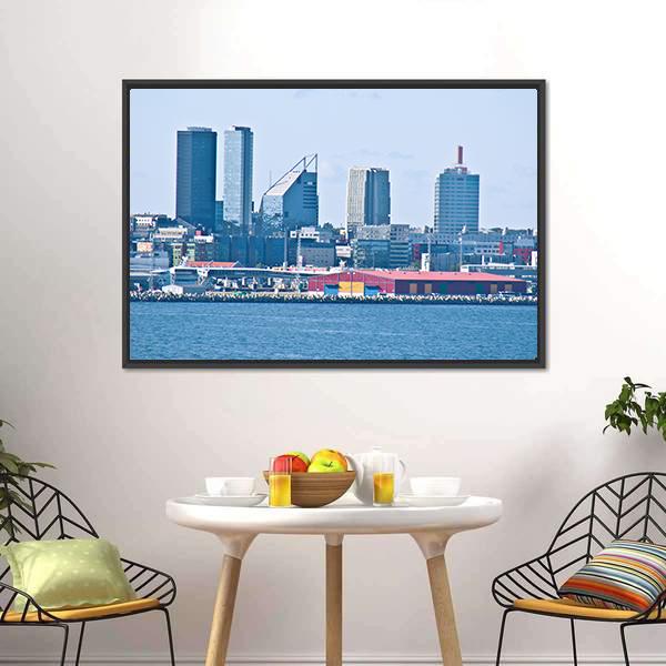 Cityscape Of Tallinn Canvas Wall Art-1 Piece-Floating Frame-24" x 16"-Tiaracle
