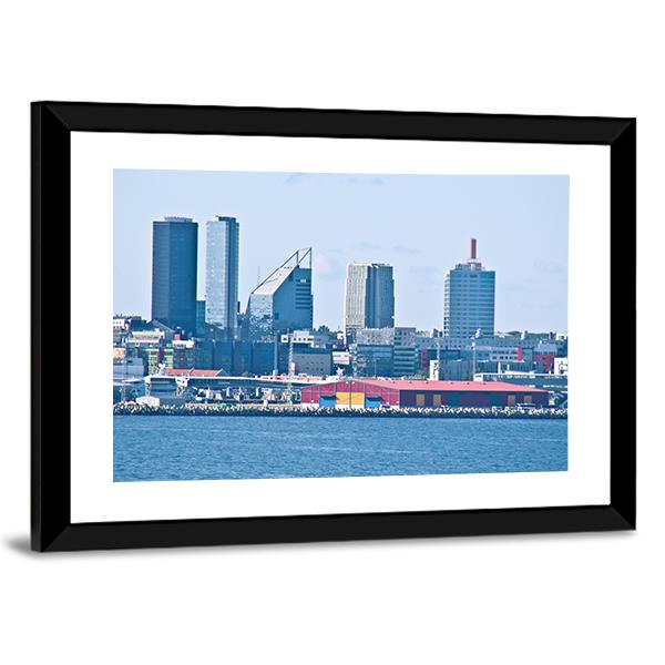 Cityscape Of Tallinn Canvas Wall Art-3 Horizontal-Gallery Wrap-25" x 16"-Tiaracle