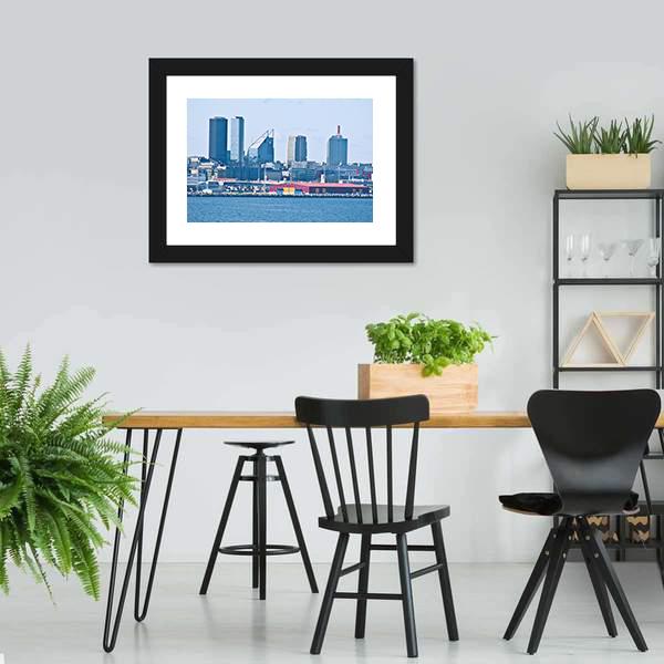 Cityscape Of Tallinn Canvas Wall Art-3 Horizontal-Gallery Wrap-25" x 16"-Tiaracle