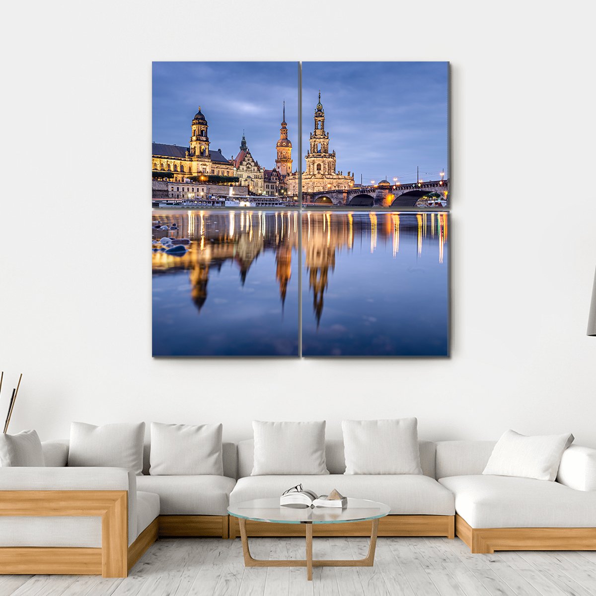 Cityscape On Elbe River Canvas Wall Art-4 Square-Gallery Wrap-17" x 17"-Tiaracle