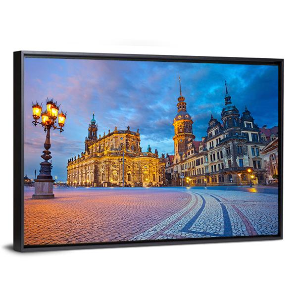 Cityscape On Elbe River Canvas Wall Art-3 Horizontal-Gallery Wrap-25" x 16"-Tiaracle