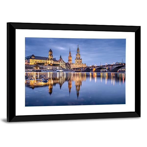 Cityscape On Elbe River Canvas Wall Art-5 Horizontal-Gallery Wrap-22" x 12"-Tiaracle