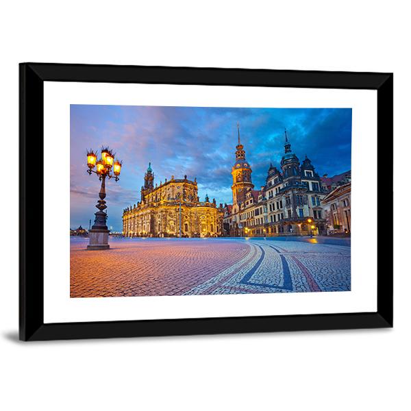 Cityscape On Elbe River Canvas Wall Art-3 Horizontal-Gallery Wrap-25" x 16"-Tiaracle