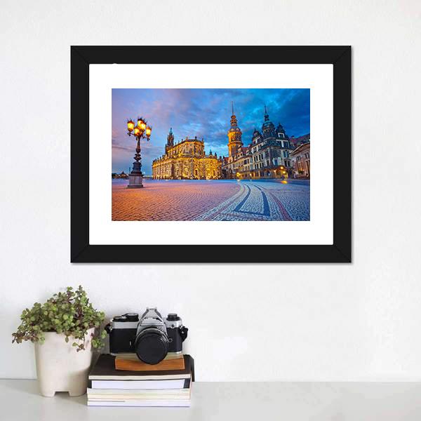 Cityscape On Elbe River Canvas Wall Art-1 Piece-Framed Print-20" x 16"-Tiaracle