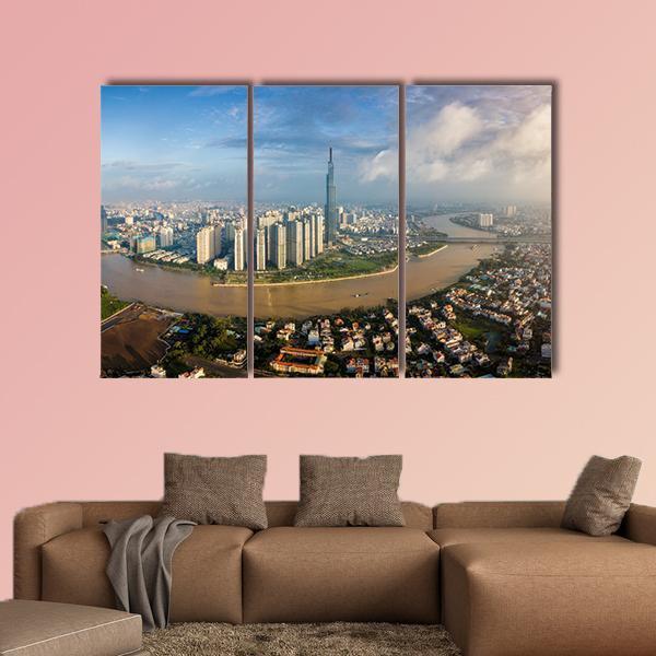 Skyline Of Ho Chi Minh Canvas Wall Art-3 Horizontal-Gallery Wrap-25" x 16"-Tiaracle