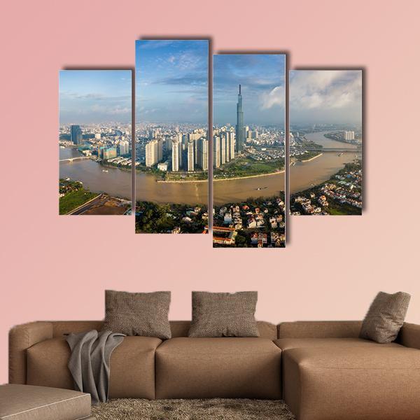 Skyline Of Ho Chi Minh Canvas Wall Art-4 Pop-Gallery Wrap-50" x 32"-Tiaracle