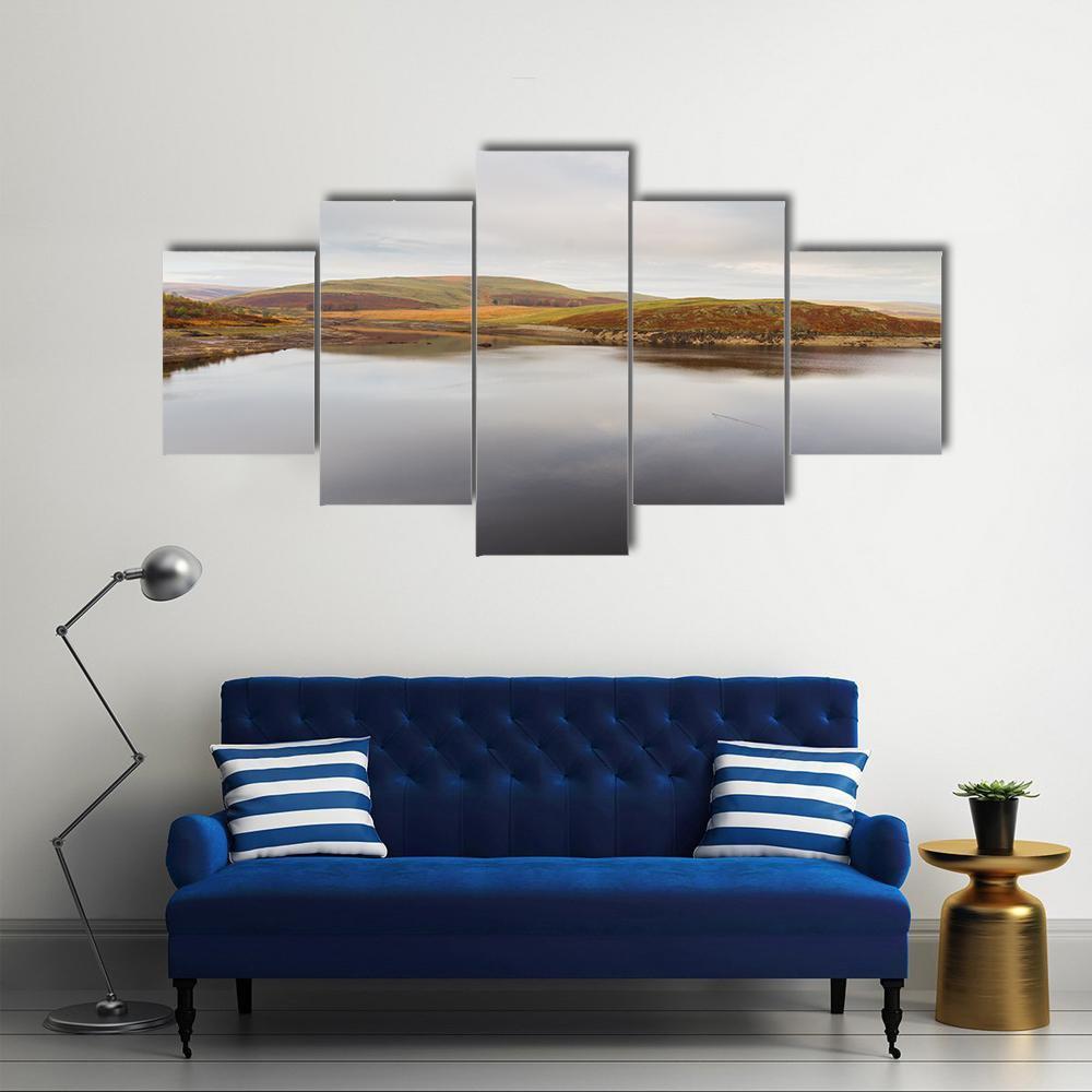 Claerwen Reservoir Canvas Wall Art-5 Star-Gallery Wrap-62" x 32"-Tiaracle