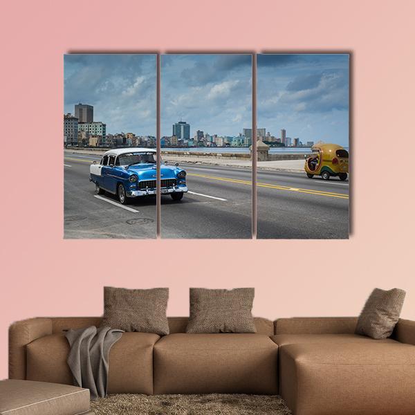 Classic American Car Canvas Wall Art-3 Horizontal-Gallery Wrap-37&quot; x 24&quot;-Tiaracle
