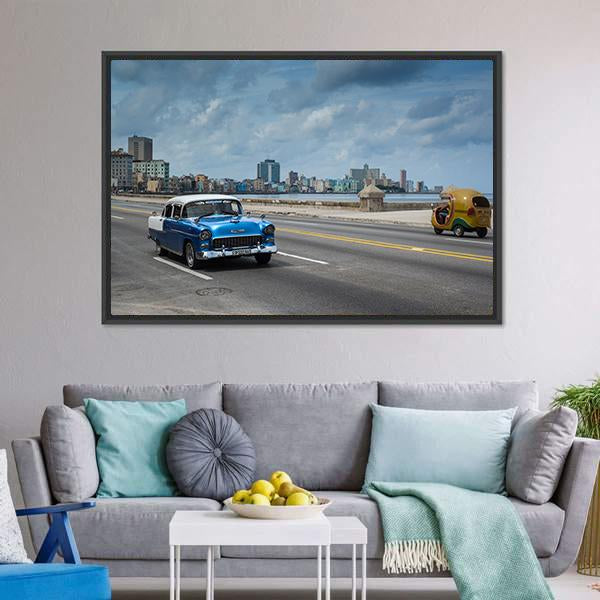 Classic American Car Panoramic Canvas Wall Art-1 Piece-36&quot; x 12&quot;-Tiaracle