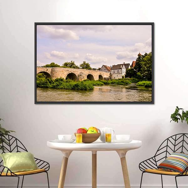 Classic Architecture European Building Village Canvas Wall Art-1 Piece-Floating Frame-24" x 16"-Tiaracle