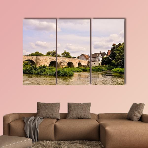 Classic Architecture European Building Village Canvas Wall Art-3 Horizontal-Gallery Wrap-37" x 24"-Tiaracle