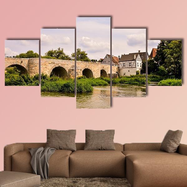 Classic Architecture European Building Village Canvas Wall Art-5 Star-Gallery Wrap-62" x 32"-Tiaracle
