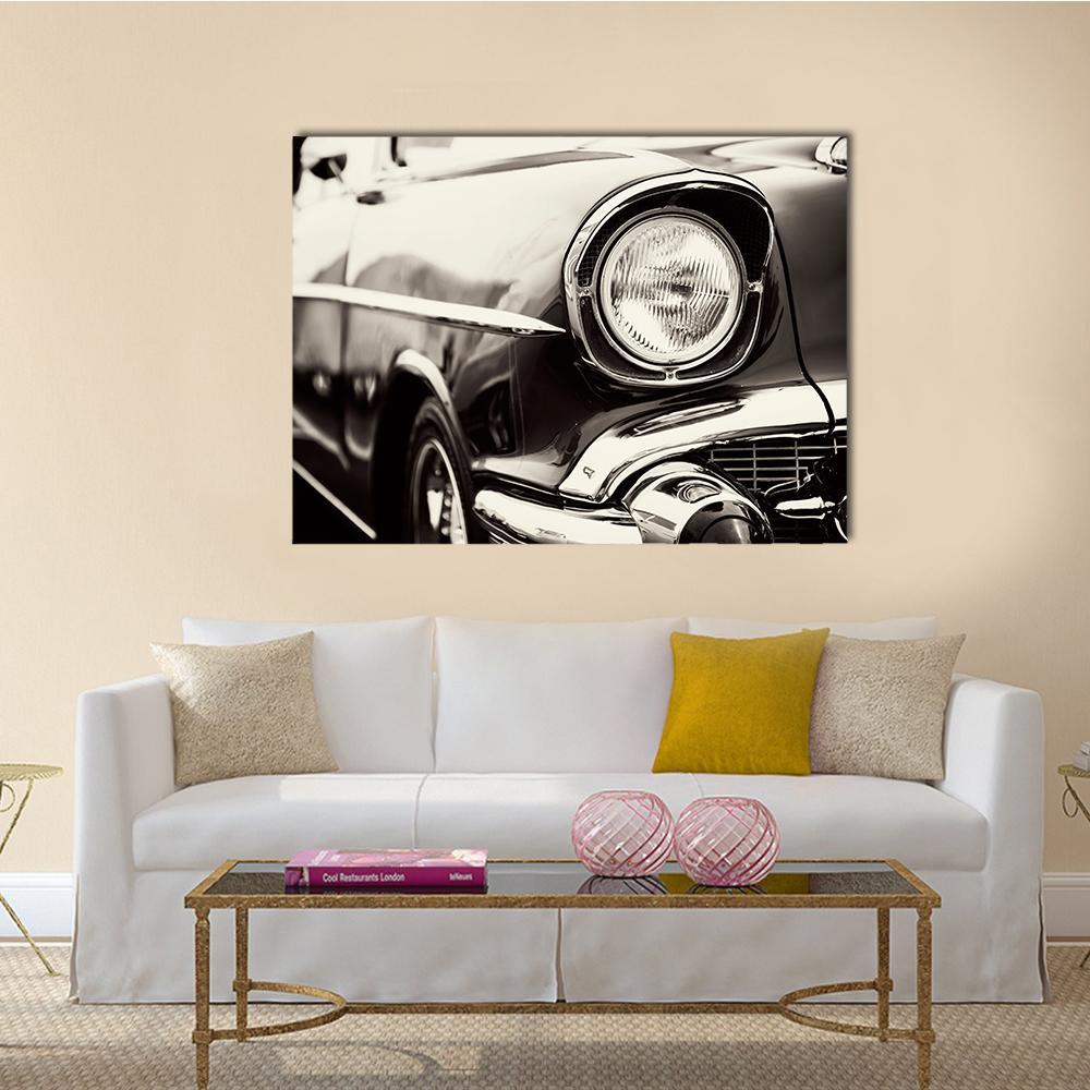 Classic Car Headlight Canvas Wall Art-1 Piece-Gallery Wrap-48" x 32"-Tiaracle