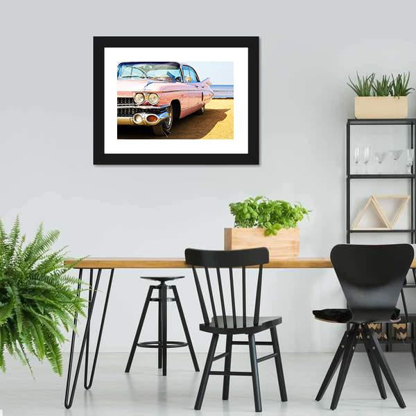 Classic Pink Car Canvas Wall Art-3 Horizontal-Gallery Wrap-25" x 16"-Tiaracle