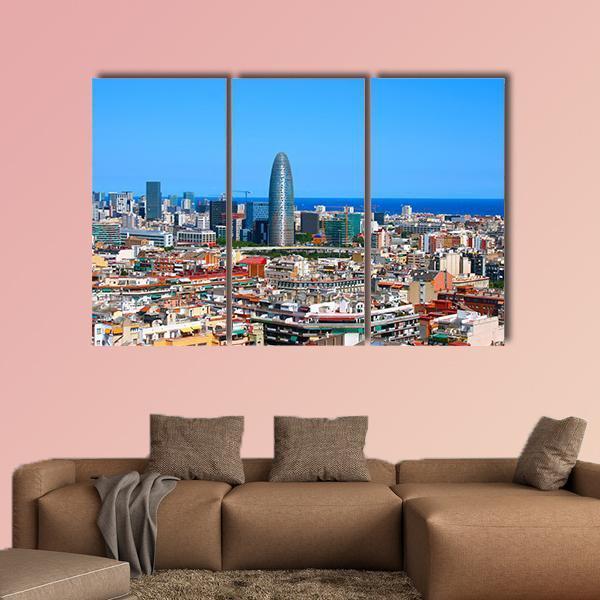 Torre Agbar Barcelona Canvas Wall Art-3 Horizontal-Gallery Wrap-37" x 24"-Tiaracle