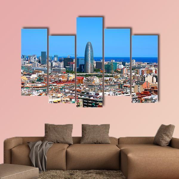 Torre Agbar Barcelona Canvas Wall Art-5 Pop-Gallery Wrap-47" x 32"-Tiaracle