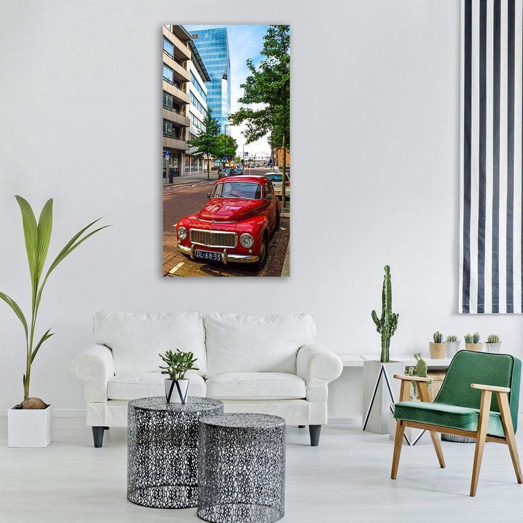 Red Vintage Car Vertical Canvas Wall Art-1 Vertical-Gallery Wrap-12" x 24"-Tiaracle