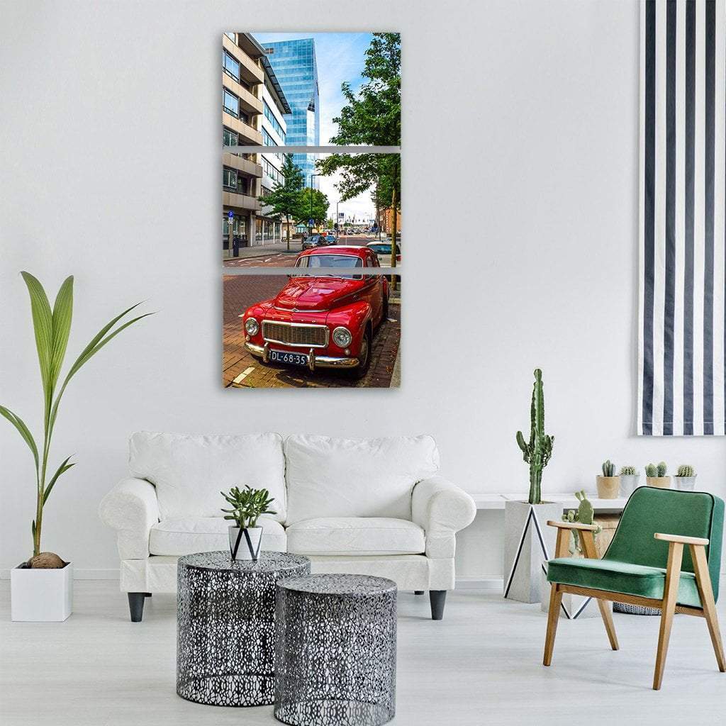 Red Vintage Car Vertical Canvas Wall Art-1 Vertical-Gallery Wrap-12" x 24"-Tiaracle