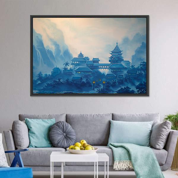 Classical Chinese Landscape Canvas Wall Art-5 Horizontal-Gallery Wrap-22" x 12"-Tiaracle