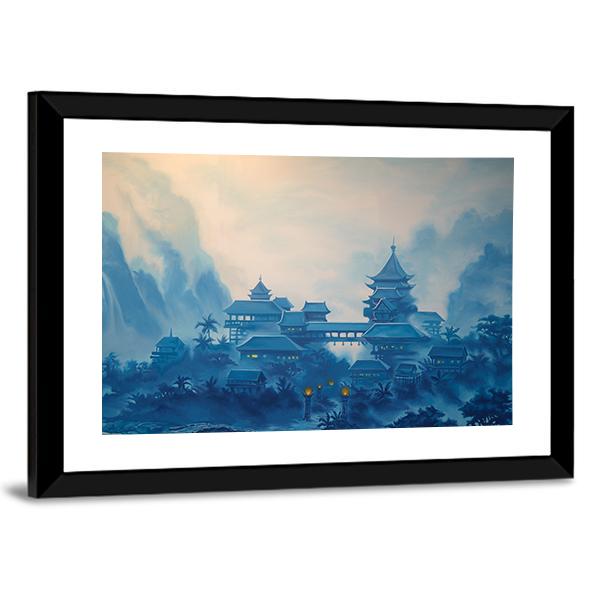 Classical Chinese Landscape Canvas Wall Art-5 Horizontal-Gallery Wrap-22" x 12"-Tiaracle