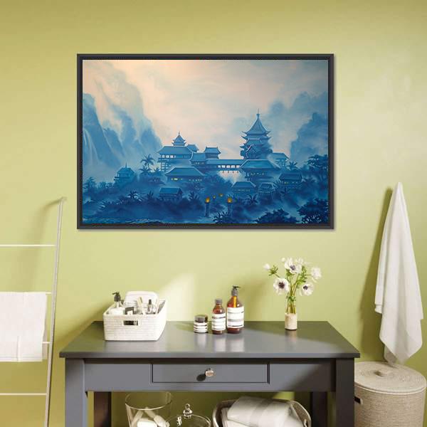 Classical Chinese Landscape Canvas Wall Art-3 Horizontal-Gallery Wrap-25&quot; x 16&quot;-Tiaracle