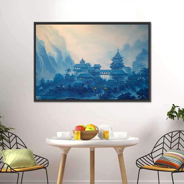 Classical Chinese Landscape Canvas Wall Art-1 Piece-Floating Frame-24&quot; x 16&quot;-Tiaracle
