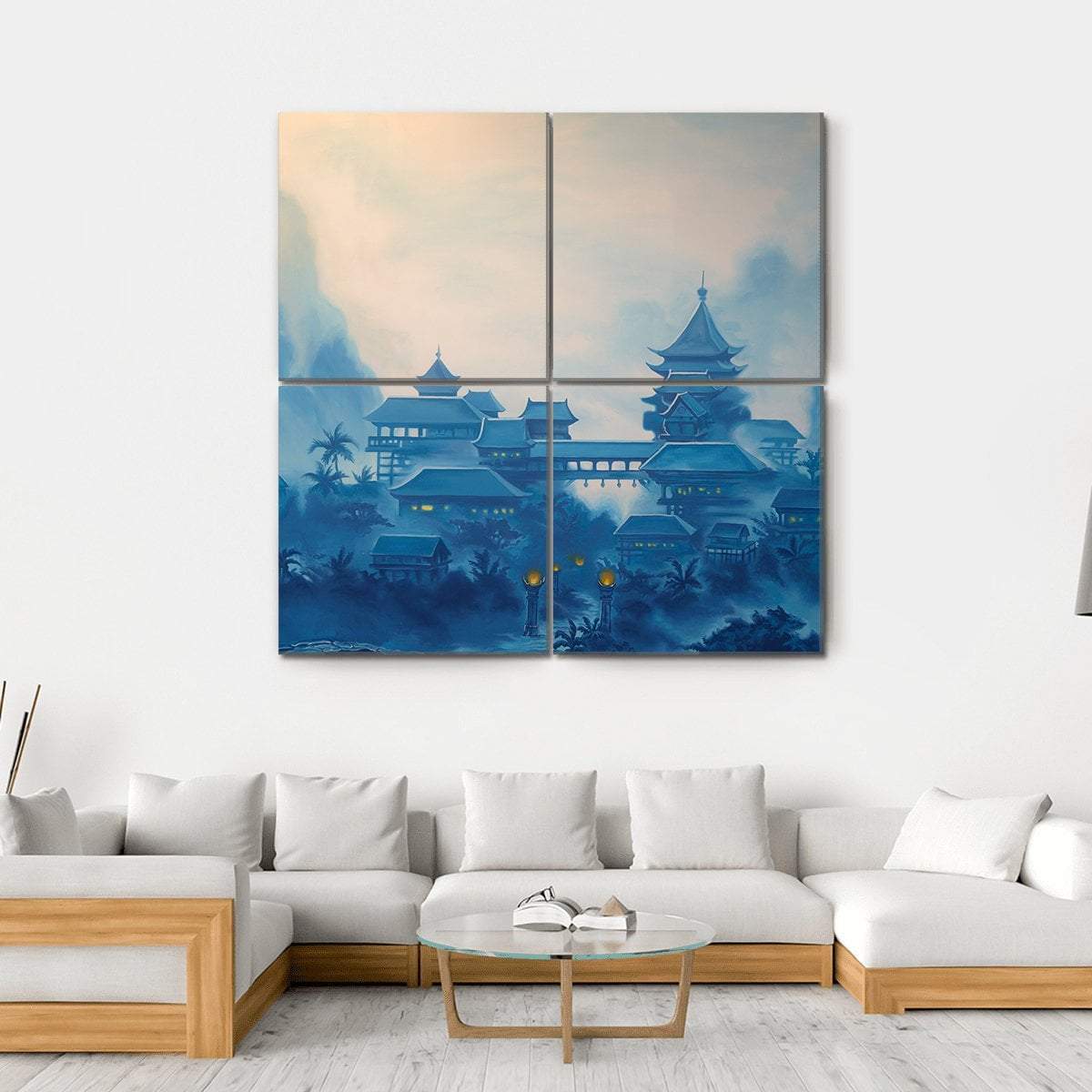 Classical Chinese Landscape Canvas Wall Art-4 Square-Gallery Wrap-17" x 17"-Tiaracle