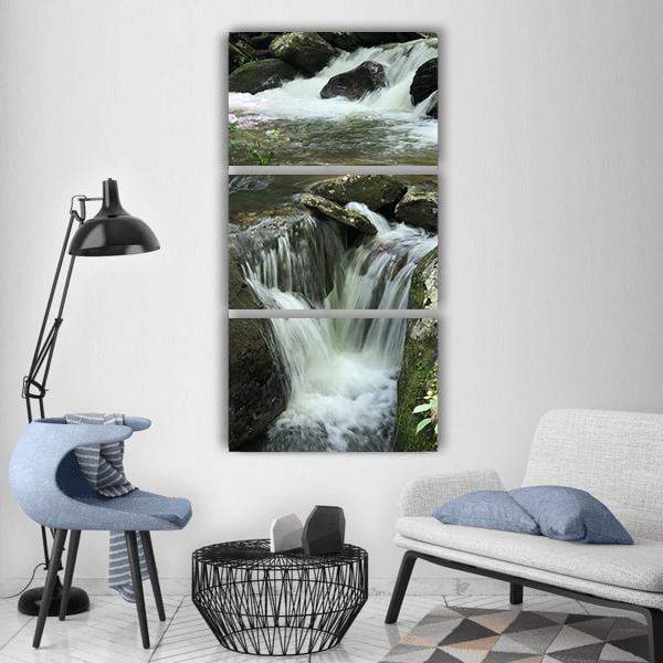 Clear View Of Sequenced Waterfall Vertical Canvas Wall Art-1 Vertical-Gallery Wrap-12" x 24"-Tiaracle