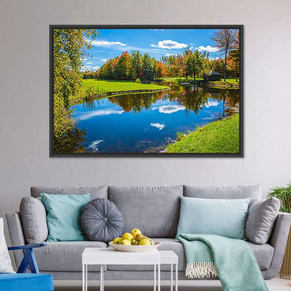 Clear Water Lake Canada Canvas Wall Art-1 Piece-Floating Frame-24" x 16"-Tiaracle