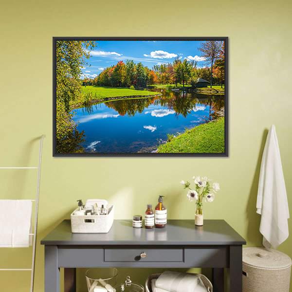 Clear Water Lake Canada Canvas Wall Art-1 Piece-Floating Frame-24" x 16"-Tiaracle