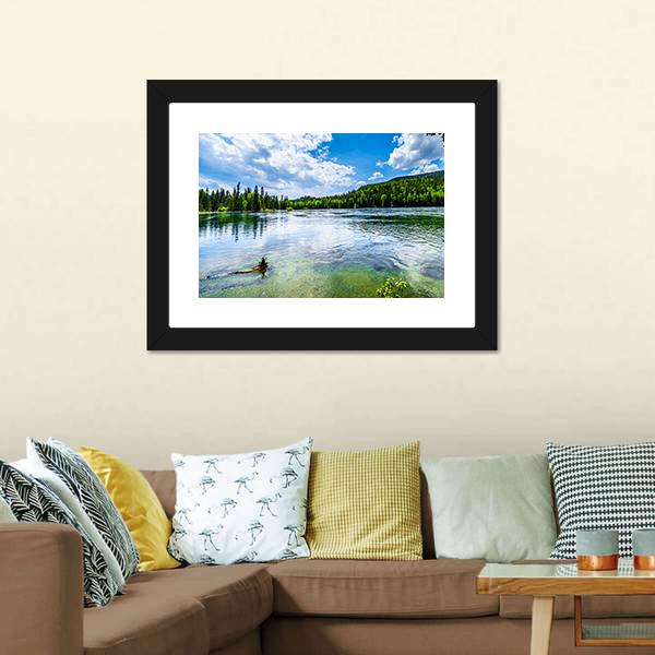 Clear Water Lake In Canada Canvas Wall Art-3 Horizontal-Gallery Wrap-25" x 16"-Tiaracle
