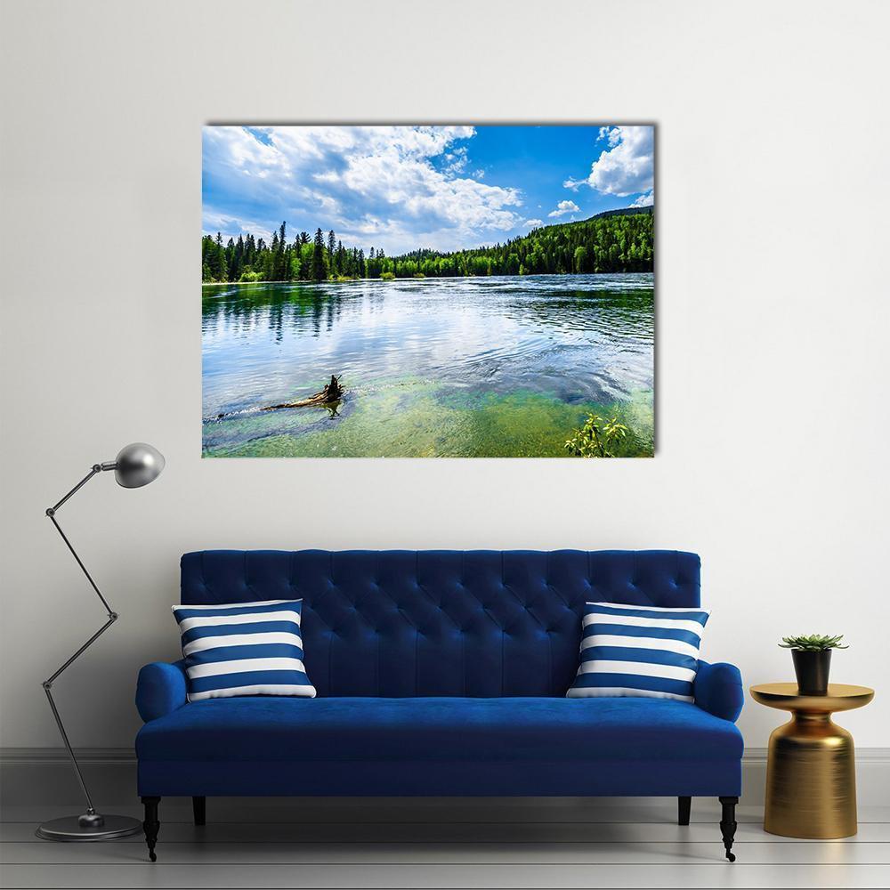 Clear Water Lake In Canada Canvas Wall Art-1 Piece-Gallery Wrap-48" x 32"-Tiaracle