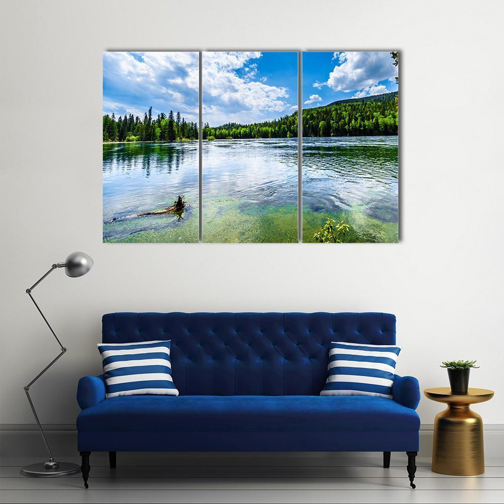 Clear Water Lake In Canada Canvas Wall Art-3 Horizontal-Gallery Wrap-37" x 24"-Tiaracle
