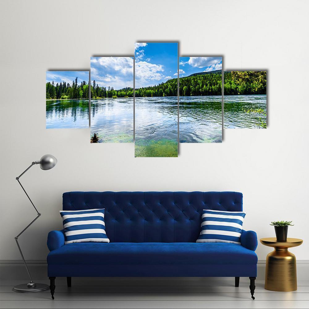Clear Water Lake In Canada Canvas Wall Art-5 Star-Gallery Wrap-62" x 32"-Tiaracle