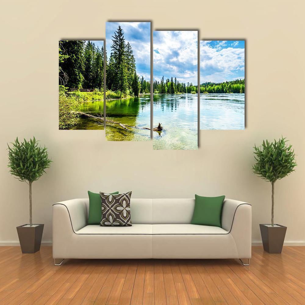 Clear Water Lake Canvas Wall Art-4 Pop-Gallery Wrap-50" x 32"-Tiaracle