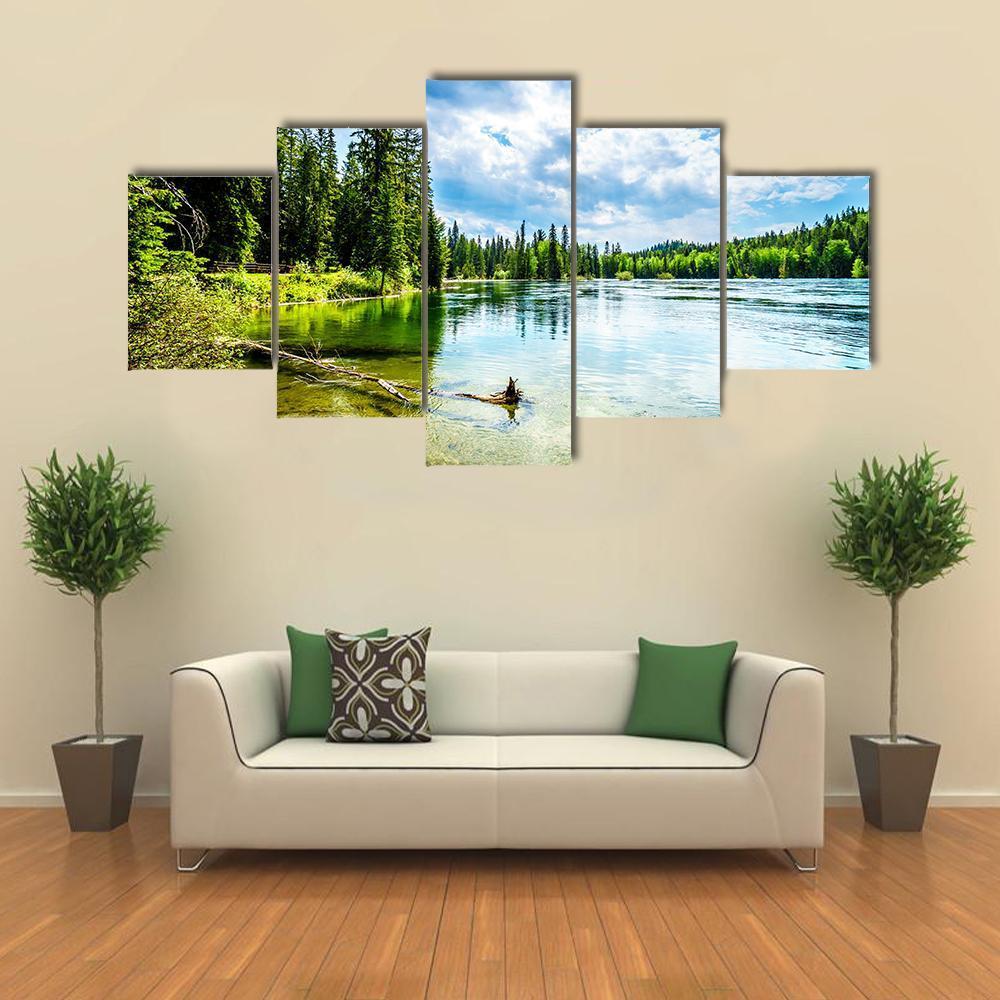Clear Water Lake Canvas Wall Art-5 Star-Gallery Wrap-62" x 32"-Tiaracle