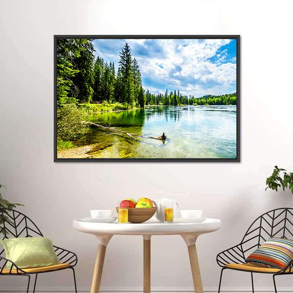 Clear Water Lake Canvas Wall Art-1 Piece-Floating Frame-24" x 16"-Tiaracle