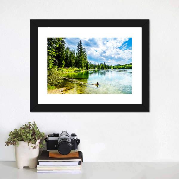 Clear Water Lake Panoramic Canvas Wall Art-1 Piece-36" x 12"-Tiaracle