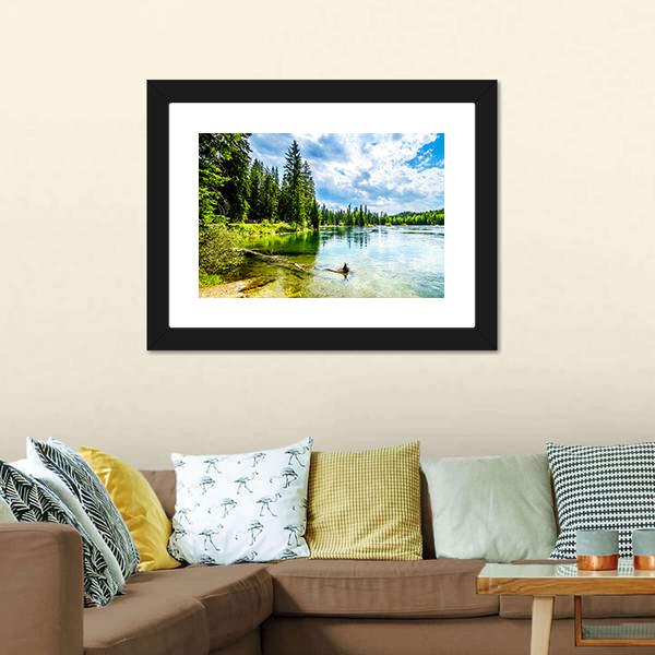 Clear Water Lake Panoramic Canvas Wall Art-1 Piece-36" x 12"-Tiaracle