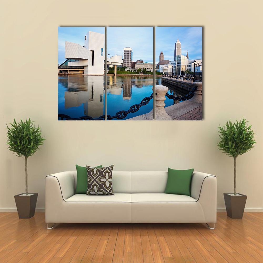 Cleveland City Ohio Canvas Wall Art-3 Horizontal-Gallery Wrap-37" x 24"-Tiaracle